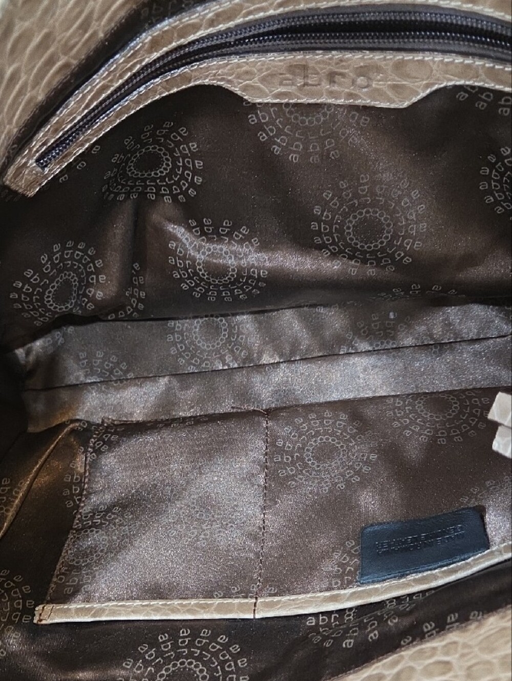 Abri Classic Croc-Embossed Tote Handbag in Taupe - Picture 5 of 8